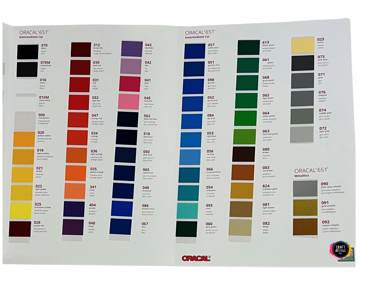 Oracal 651 Color Chart – Craft Avenue Ltd.